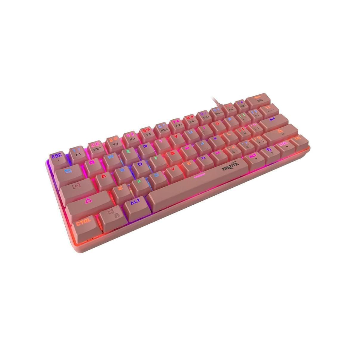 Teclado Mecanico Nisuta Ns-Kbgz61 Rosa Switch Brown